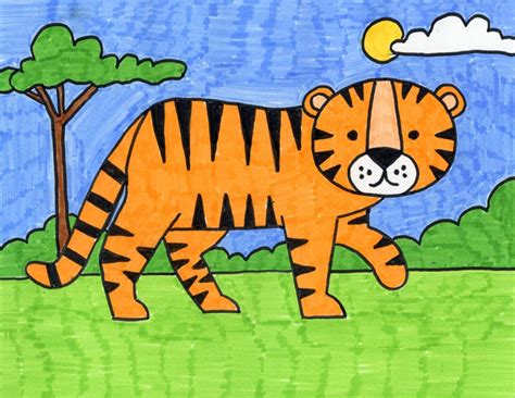 simple drawing of a tiger.